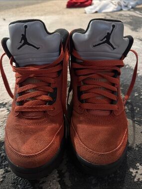 Jordan Men’s Suede Sneakers in Rust Orange and Black